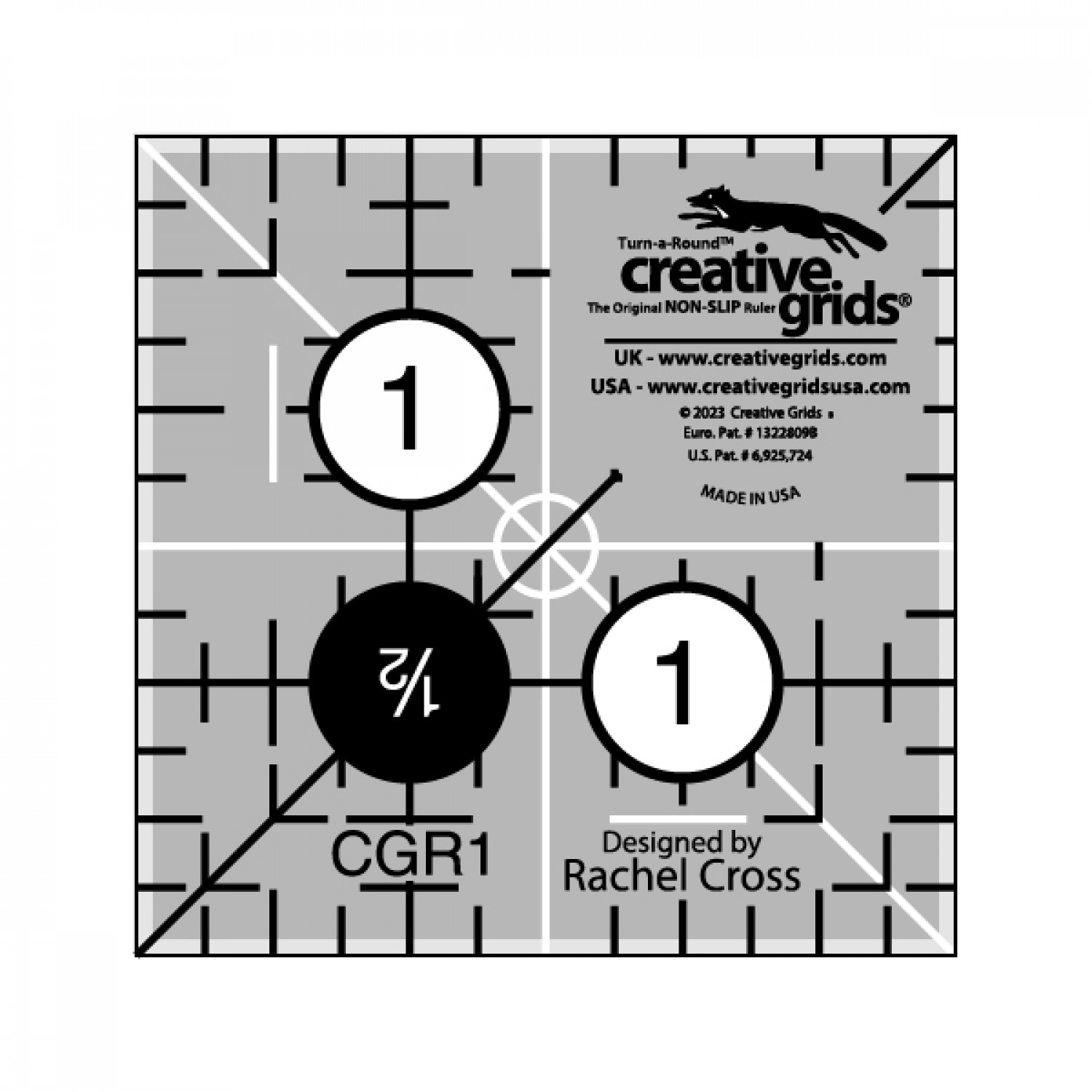 Creative Quarter Square Quilt Strip Ruler Non-Slip Double Ruler 45 Degree  Grids