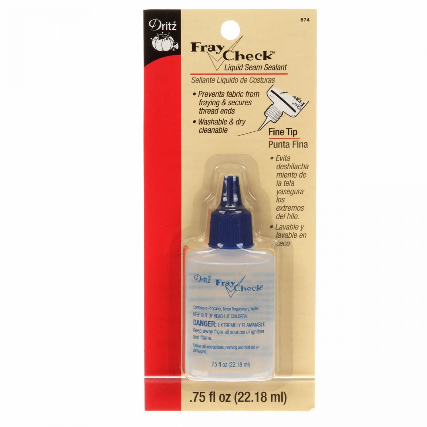 Fray Check Liquid Seam Sealant Two .75oz Bottles per Package. Prevents  Unfinished Fabric Edges From Fraying. Dritz 1674 