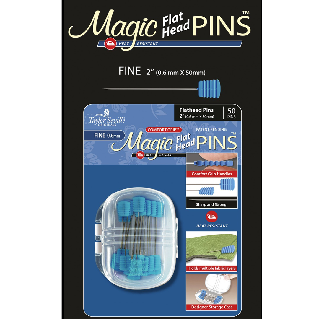 Magic Pins 2 Flat Head Fine 50pc with Comfort Grip - Juki Junkies