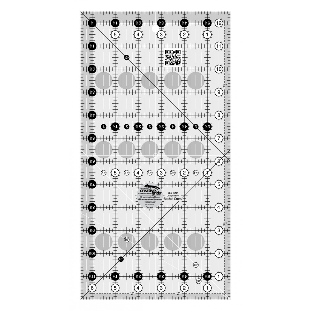 Creative Grids - Left Handed Quilt Ruler - 6-1/2in x 12-1/2in