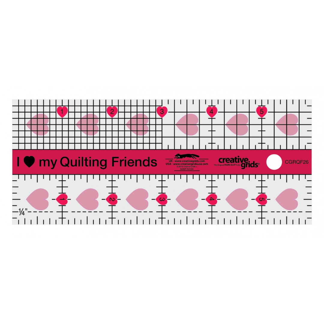 I Love My Quilt Friends Mini Quilt Ruler 2-1/2in x 6in # CGRQF26 - Juki  Junkies