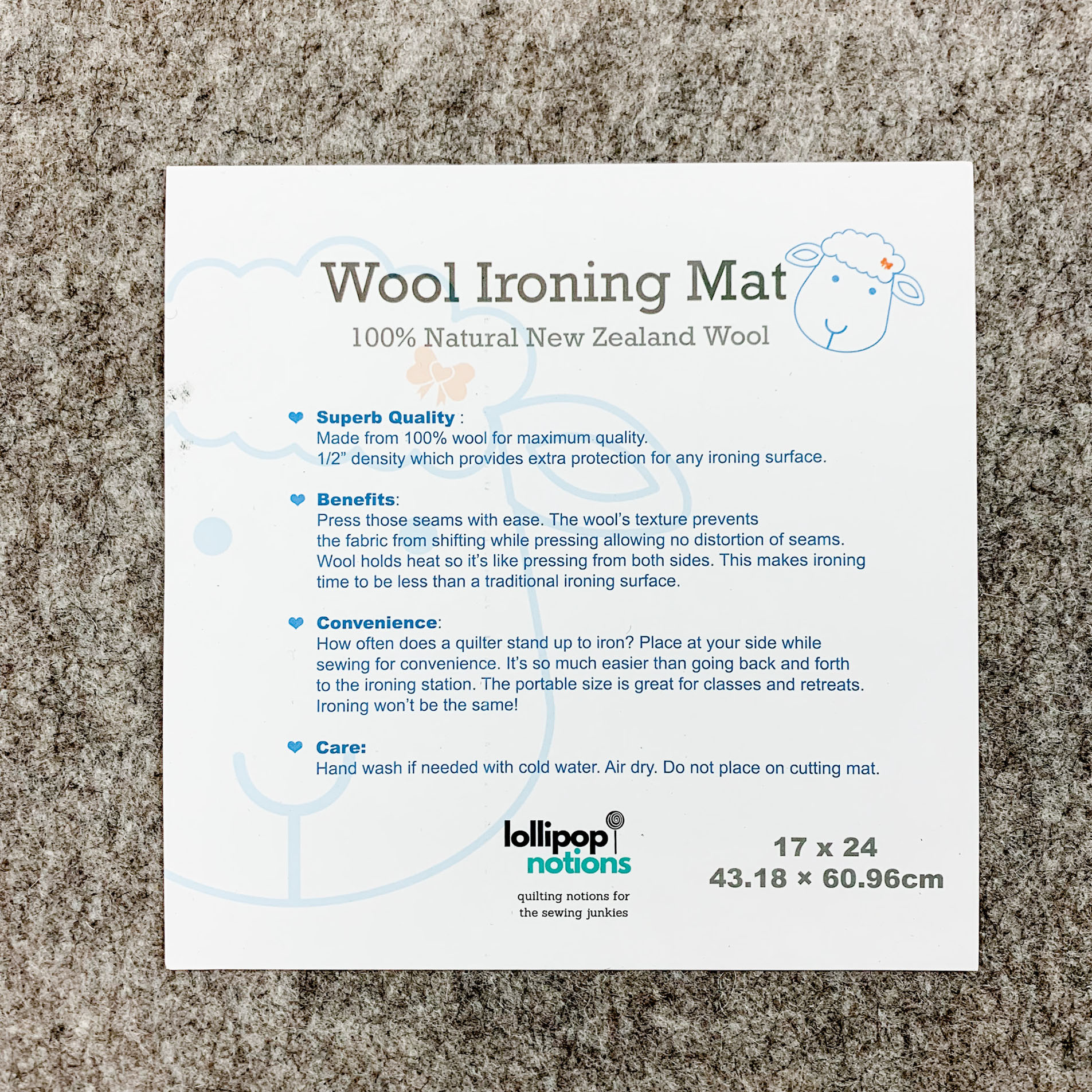 Wool Ironing Mat 17 x 24